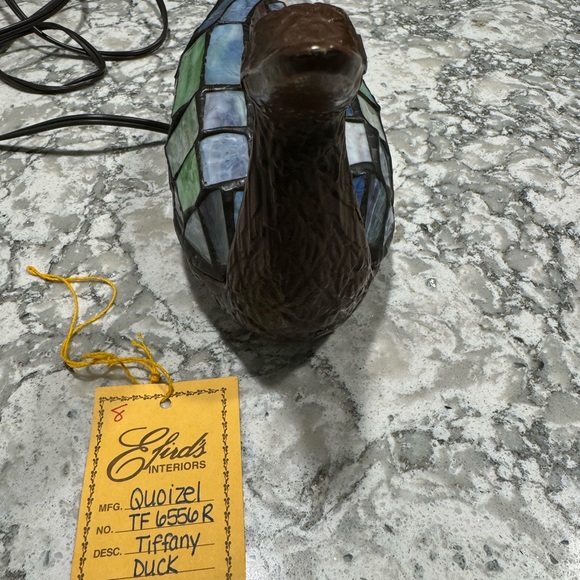 Vintage Quoizel Tiffany duck accent table lamp TF6556R - Picture 6 of 11